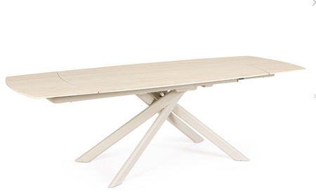BIZZOTTO Stół Jadalniany JOAKIM 160–240x90 ivory – spiek kwarcowy, efekt marmuru
