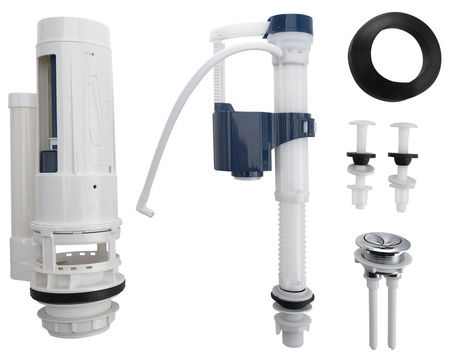 Mechanizm spłukujący z DUAL przyciskiem 49mm, napełnianie od dołu, chrom