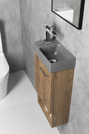 PICCOLINO umywalka betonowa, 30,8x17cm, bateria z lewej strony, szary mat