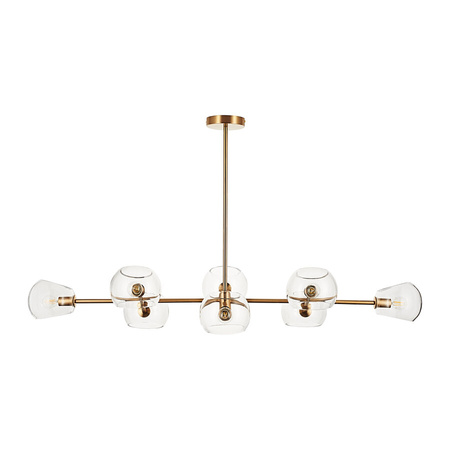 Lampa wisząca COSMIC-8, 85 cm - złoty stelaż, transparentne klosze