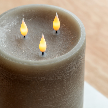 LED 3 Wick Candle Warm Grey 150x150x150mm