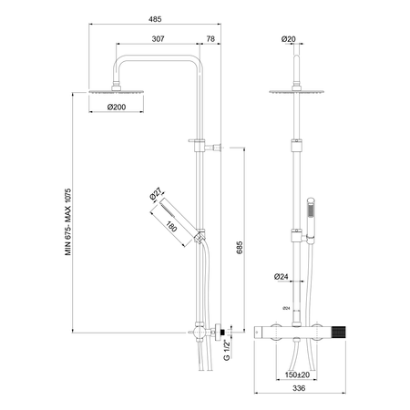ULTRATAP zestaw prysznicowy z baterią dźwigniową, chrom