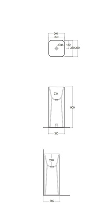 PETIT Umywalka wolnostojąca kwadrat 36 cm biały mat