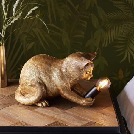 Lampa stołowa Kitten – vintage złota, 31 × 18,3 × 17,5 cm