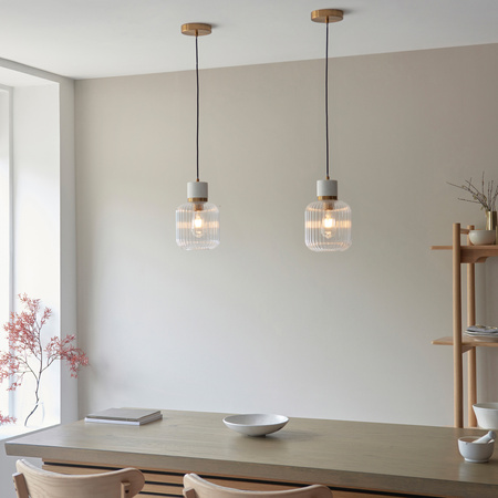 Travi Ribbed 1 Pendant Light White Volakas Marble