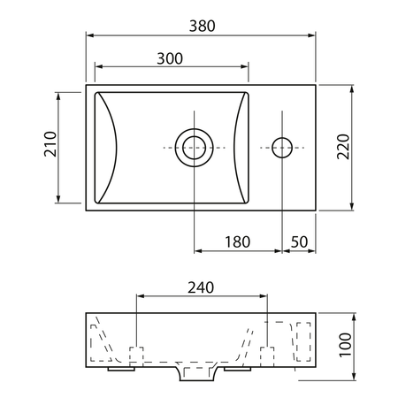 MARGITHA umywalka ceramiczna 38x22cm, otwór na baterię po prawej stronie, pistacjowy