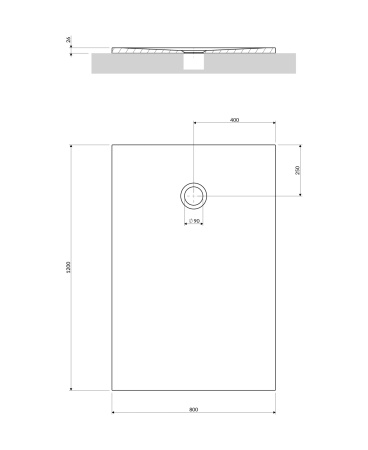 AQUAPURE konglomeratowy brodzik prysznicowy antypoślizgowy, 80 x 120 cm, biały mat