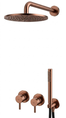 Paffoni Light LIG010RASP70ZSC3C zestaw natryskowy podtynkowy miedź szczotkowana PVD Ø300 mm