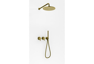 Axel Brushed Gold zestaw prysznicowy z deszczownicą 30cm i słuchawką