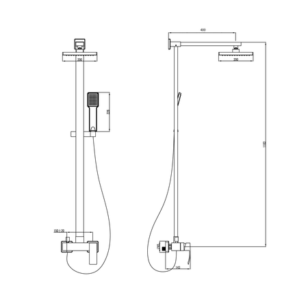 GINKO zestaw prysznicowy z baterią, chrom