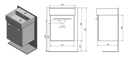 NATY szafka umywalkowa 46,5x50x40cm, biała