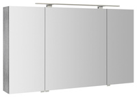 RIWA szafka z lustrem, oświetlenie LED, 3 drzwiczki, 121x70x17cm, dąb srebrny