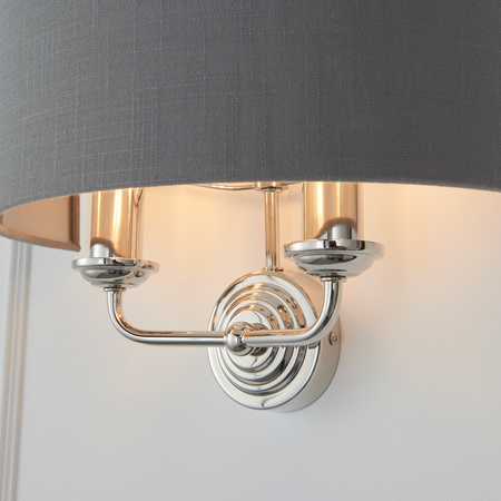 Highclere 2 Wall Light Nickel & Charcoal