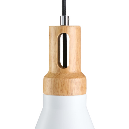 Lampa wisząca NORDIC WOODY biało drewniana 25 cm