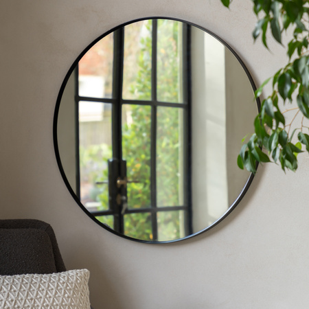 Holworth Large Round Mirror Black 800x35x800