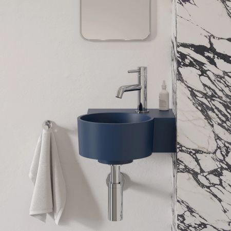 OVO M+ umywalka nablatowa/wisząca - prawa, 33 x 34 cm, midnight blue mat