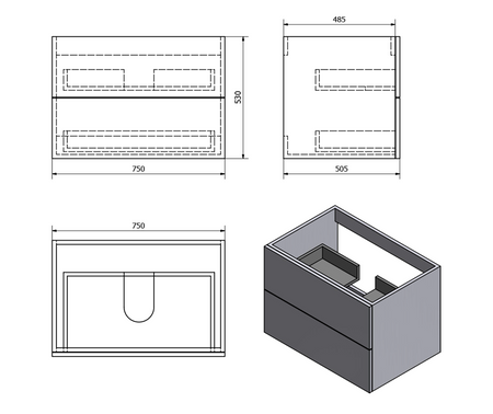 TREOS szafka umywalkowa 75x53x50,5cm, dąb Collingwood