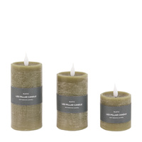 LED 1 Wick Candle Olive 3pk 70x70x150mm