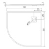 Brodzik MORI konglomeratowy półokrągły R55  90x90x3 posadzkowy, szary