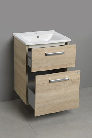 VEGA szafka umywalkowa 51,5x72,6x43,6cm, 2 szuflady, dąb platin