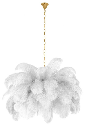 MOOSEE lampa wisząca TIFFANY 135 biała    mosiądz / naturalne pióra