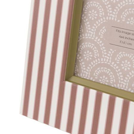 Stripe Photo Frame Olive & Fawn 4x4in (2pk)