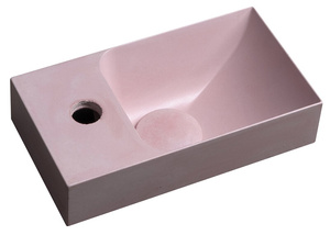PICCOLINO umywalka betonowa, 30,8x17cm, bateria z lewej strony, różowy mat