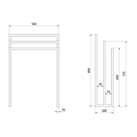 SKA wieszak na ręczniki, 550x800x200mm, czarny mat