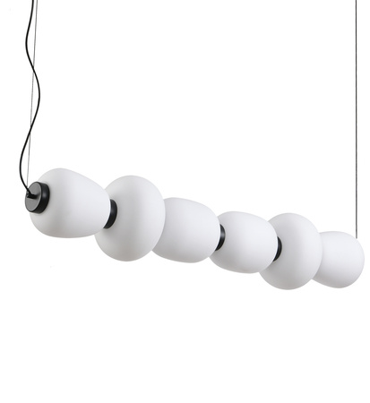 Lampa wisząca BRILLA-6, 125 cm - LED, czarny stelaż, nieregularne białe kule