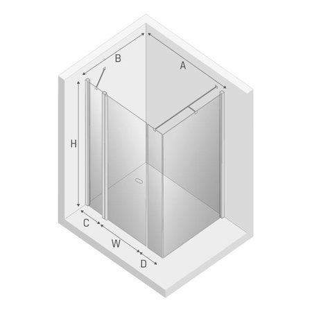 KABINA NEW SOLEO PROSTOKĄTNA U 110x90x195 CZYSTE 6mm ACTIVE SHIELD