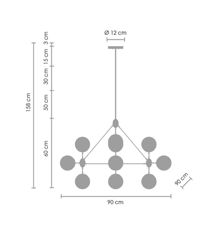Lampa wisząca ASTRIFERO-10, 90 cm -  transparentno czarna