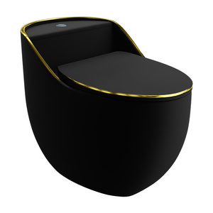 Kompakt WC z Deską SILIA RIM Black/Gold Line