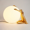 Lampa stołowa WOMAN-1 ,47 cm -złota figura, biały klosz