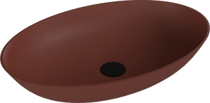 BANERA OVAL umywalka kompozytowa nablatowa, 60x40cm, brązowy mat