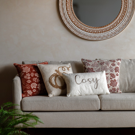 Autumn Leaf Chenille Cushion Rust 450x450mm