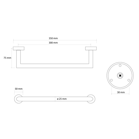 X-ROUND GOLD wieszak na ręczniki 300mm, złoto mat