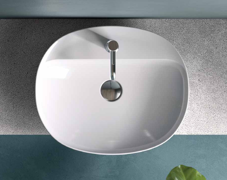 Zestaw DES Miska WC podwieszana z deską W/O i Umywalką Nablatową VARIANT owalną 60x42 cm biały połysk