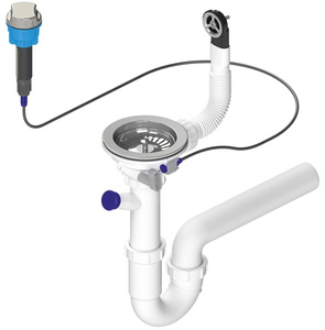 Syfon zlewozmywakowy z przelewem, sterowaniem i kranem, 6/4", z odpływem, DN40