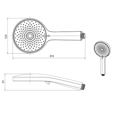 Słuchawka prysznicowa z masażem, 4 funkcje, średnica 123mm, czarny mat