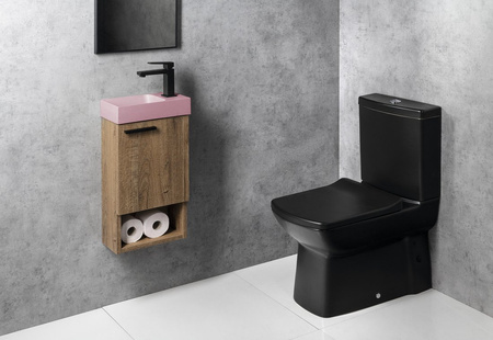 PICCOLINO umywalka betonowa, 30,8x17cm, bateria z prawej strony, różowy mat