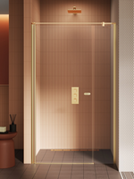 Drzwi wnękowe NEW SOLEO GOLD BRUSHED 1D U 160x195 szkło czyste 6mm Active Shield 2.0 - wsp. równoległy