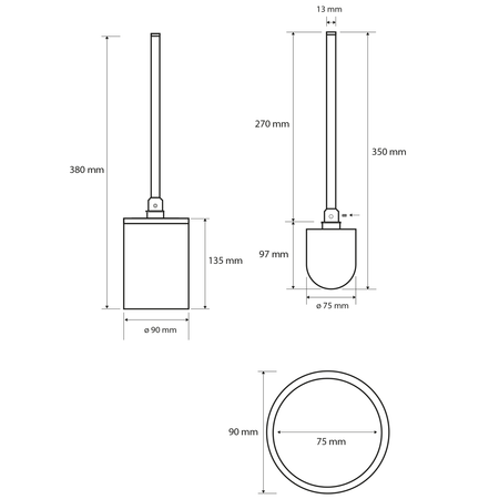 X-ROUND BLACK szczotka WC stojąca, czarny mat