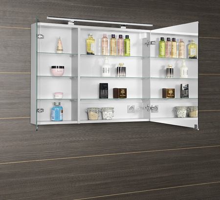 MIRRÓ szafka z lustrem, oświetlenie LED, 90x70x16cm, biała