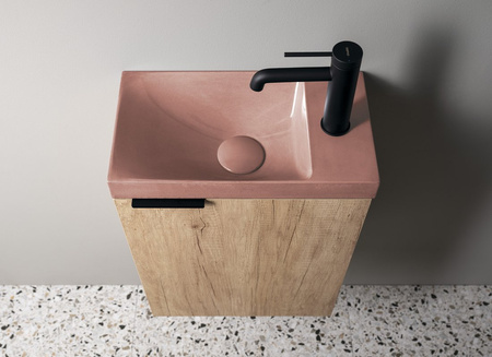 AGOS umywalka betonowa, 40x22cm, lewa/prawa, różowy połysk
