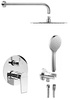 KAI zestaw prysznicowy podtynkowy z baterią podtynkową, obrotowy przełącznik, 2 wyjścia, chrom