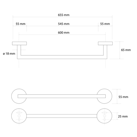 X-ROUND GOLD wieszak na ręczniki 600mm, złoto mat