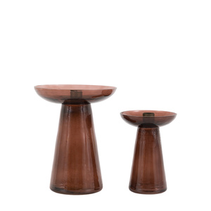 Denia Glass Candle Holder Smoke Set of 2