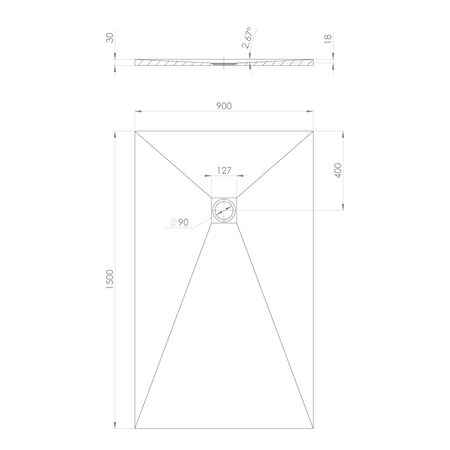 TRENECA brodzik kompozytowy z możliwością docinania 150x90cm, biały mat