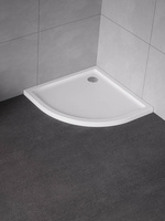 Brodzik NEW CANTARE półokrągły R55 80x80x4,5 gł. 2,5 cm, o90 (obudowa zintegrowana, podstawa posadzka)
