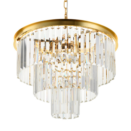 Lampa wisząca SPLENDORE 50 cm - żyrandol złoto-kryształowy